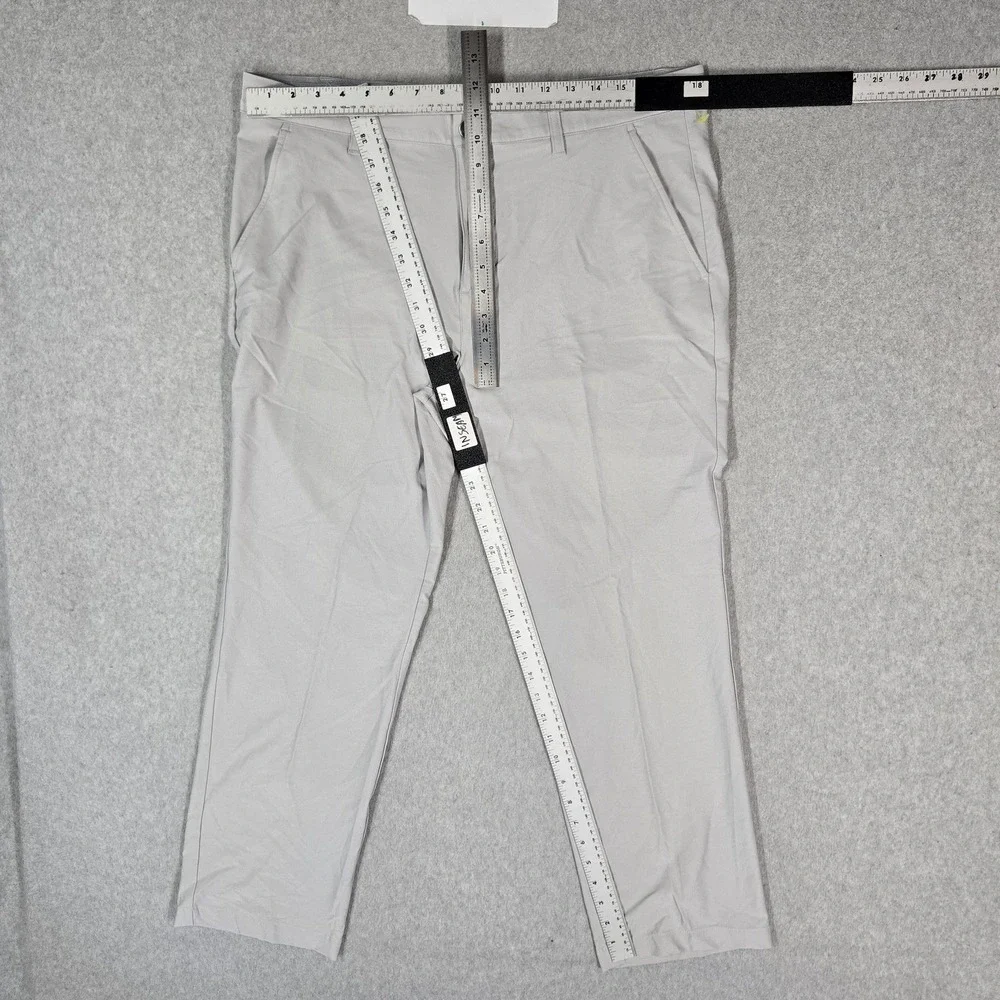 Adidas Men Pants 36X30 Light Gray Chino Golf Nylon Straight Pockets 27